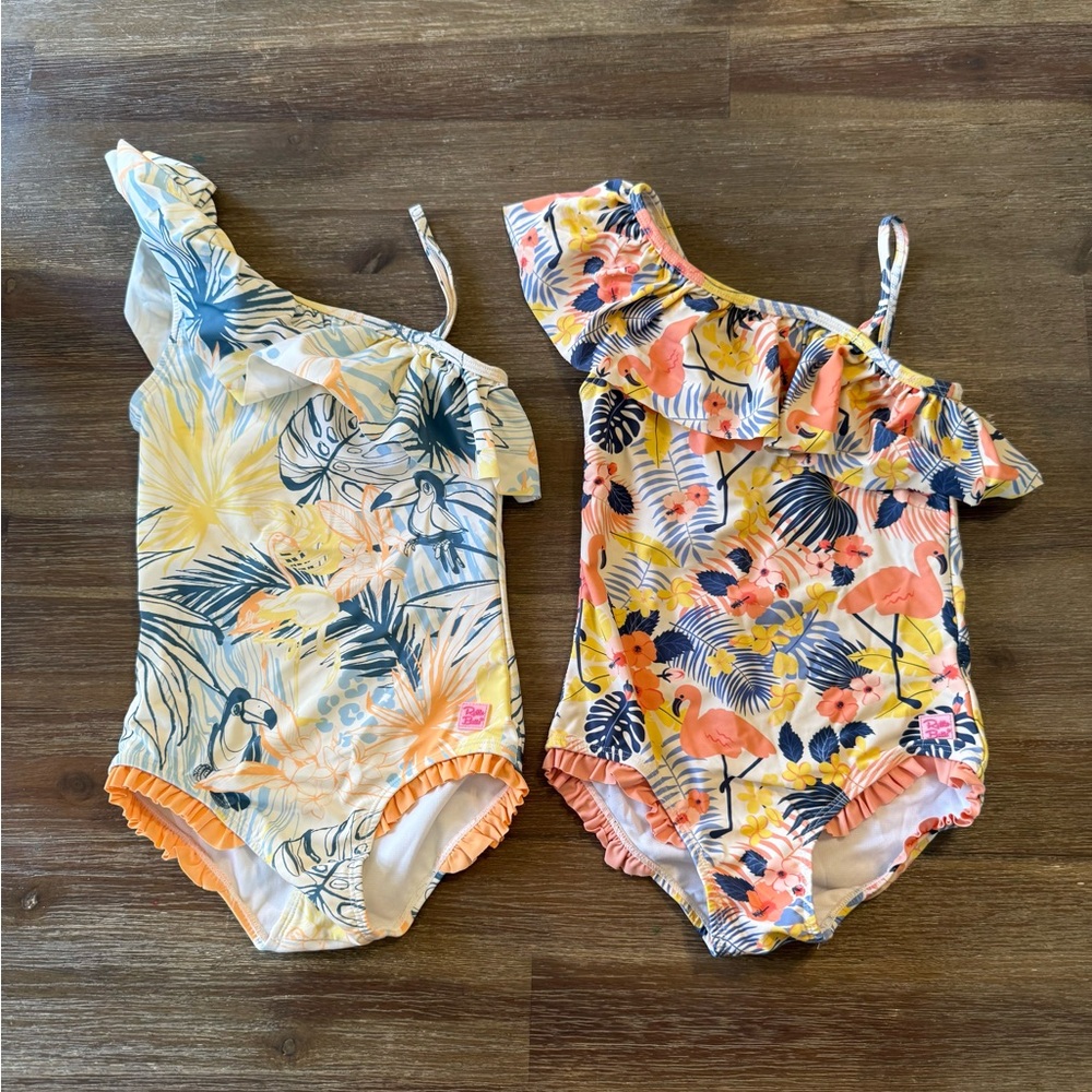 Floral Ruffle Kids Swim One Piece